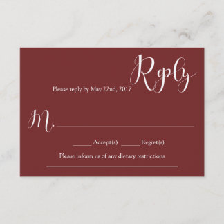 Marsala Wedding Reply Card RSVP Karte