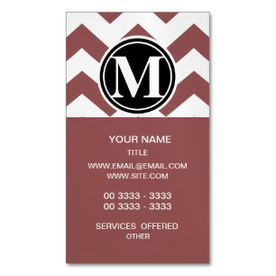 Marsala Zickzack Mit Monogramm Magnetische Visitenkarte