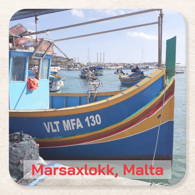 Marsaxlokk Fischerboote Malta Rechteckiger Pappuntersetzer (Vorderseite)