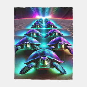 Marsch der Neon-Schildkröten Fleecedecke