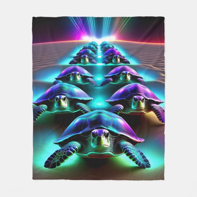 Marsch der Neon-Schildkröten Fleecedecke (Vorderseite)
