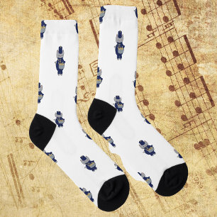 Märsche Trommler Katze Navy Blau Gold Muster Socken
