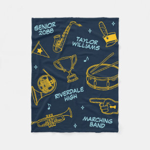 Marschierband-Doodle-Muster Geschenk für Senioren Fleecedecke