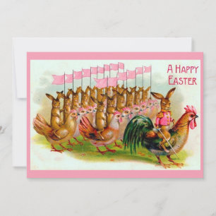marschieren Osterhasen und Hühner Feiertagskarte