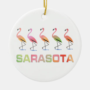 Marschierende Flamingos Sarasota Keramikornament