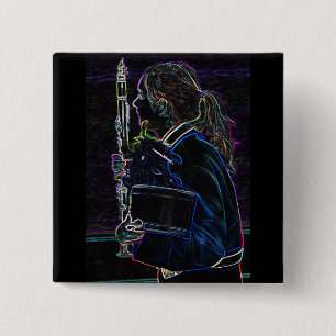 Marschierender Clarinetist-quadratischer Knopf Button
