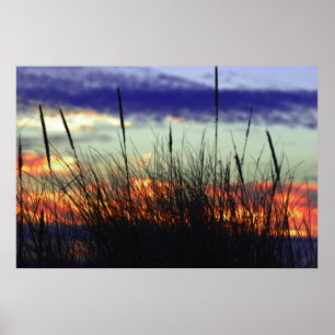 Marschland-Sonnenuntergang-Plakat Poster