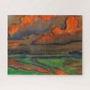 Marschlandschaft unter roten Wolken   Emil Nolde  