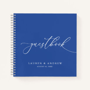Marseille Bleu Minimalistisch Wedding Guestbook Notizbuch