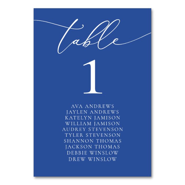 Marseille Bleu Minimalistische Tischnummer (Vorderseite)