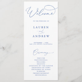 Marseille Bleu & White Minimalistische Hochzeit Programm