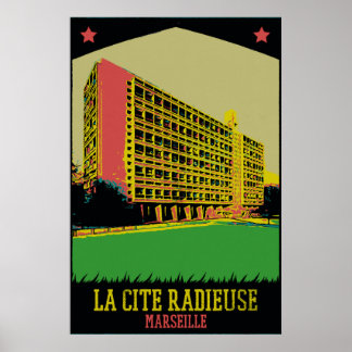 Marseille Cite Radieuse Illustration Frankreich Poster