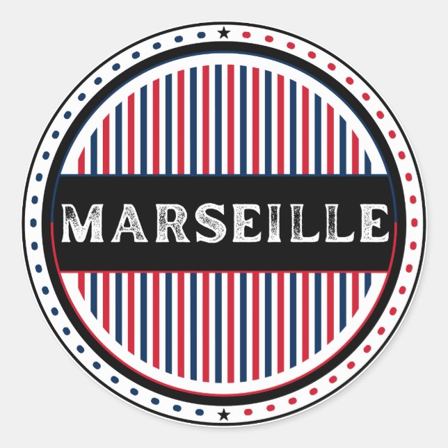 Marseille City Pride Emblem – French Identity Runder Aufkleber (Vorderseite)