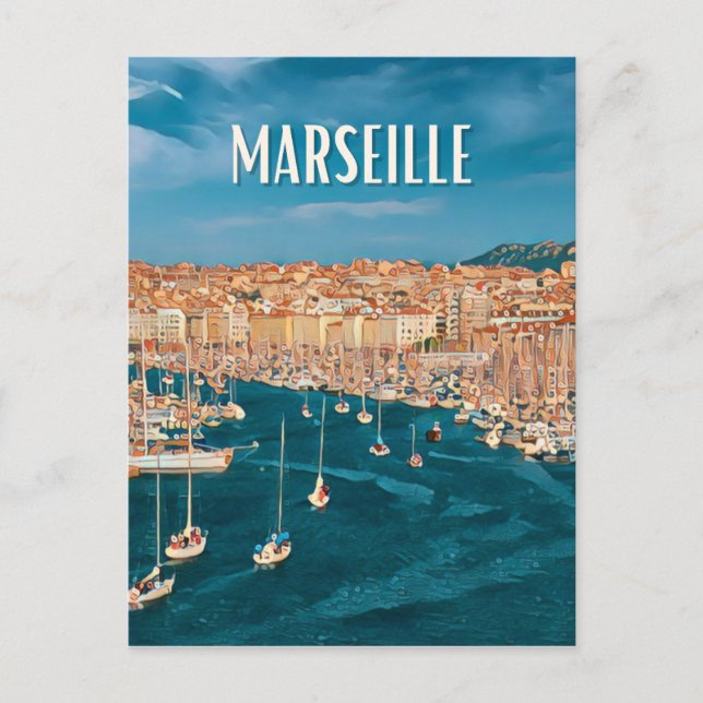 Marseille Foto Vintage Postkarte (Vorderseite)