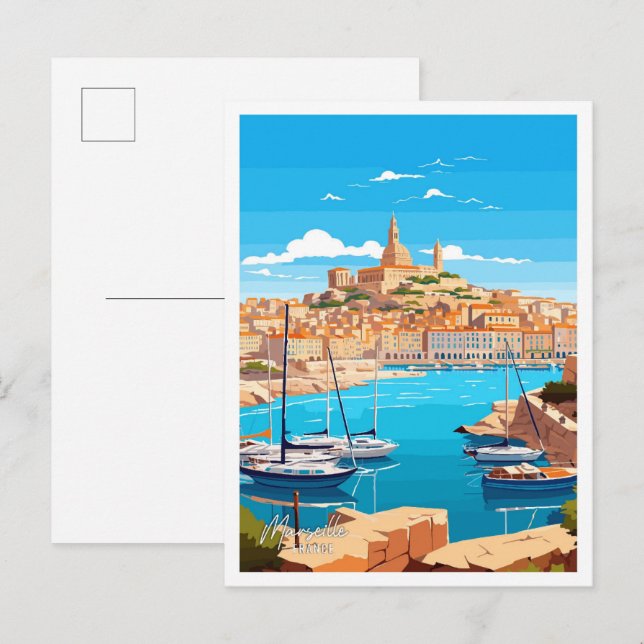 Marseille France Art Vintage Postkarte (Vorne/Hinten)