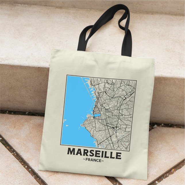 Marseille, France City Map Tote Bag (Créateur téléchargé)