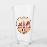 Marseille France City Skyline Emblem