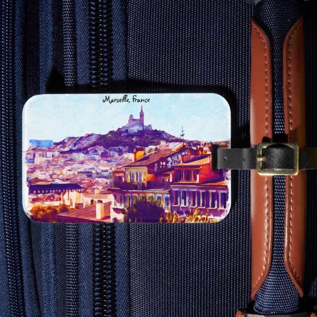 Marseille France Panorama View Gepäckanhänger (Vorderseite Insitu 4)