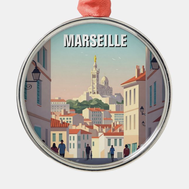 Marseille France Travel Ornament Aus Metall (Vorne)