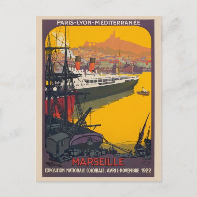 Marseille France Vintage Poster 1922 Postkarte (Vorderseite)