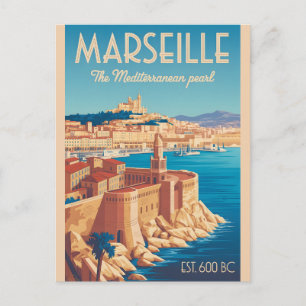 Marseille Frankreich Retro-Stil Stadtansicht Reise Postkarte