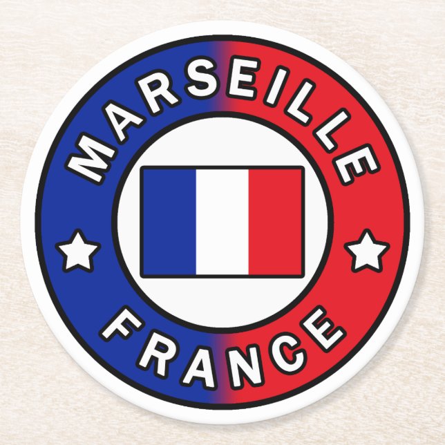 Marseille Frankreich Runder Pappuntersetzer (Vorderseite)