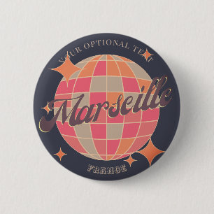 Marseille Frankreich Stadt Mode rosa Disco-Kugel Button