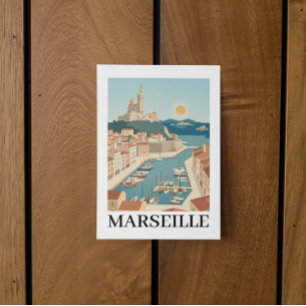 Marseille Frankreich Vintage Minimalist Reise Postkarte