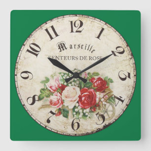 Marseille Senteurs de Rose, Düfte der Rose Quadratische Wanduhr