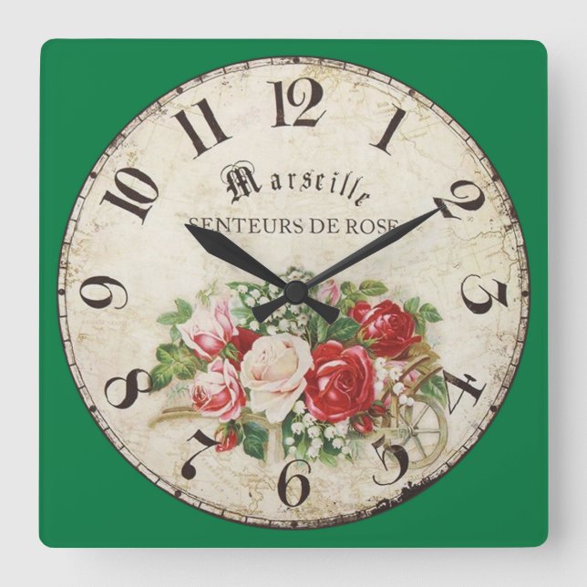 Marseille Senteurs de Rose, Düfte der Rose Quadratische Wanduhr (Vorderseite)