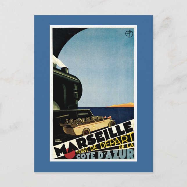 Marseille Vintag French Travel Poster Postkarte (Vorderseite)