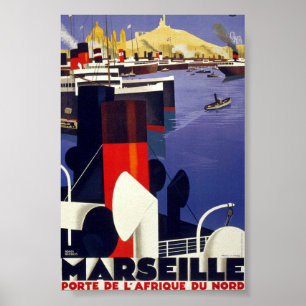 Marseille Vintage Reiseposter Zurück Poster
