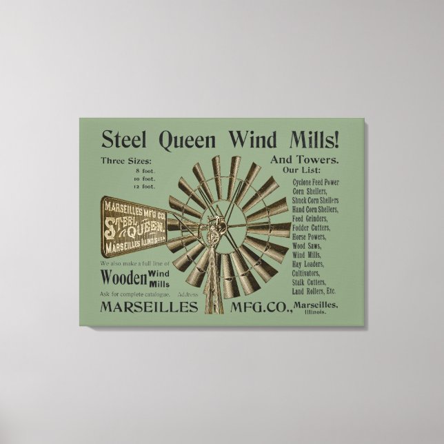 MARSEILLES ILLINOIS STAHL QUEEN WIND MILLS FARM LEINWANDDRUCK (Vorderseite)