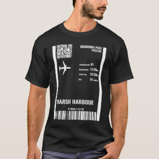 Marsh Harbour Bahamas Boarding Pass Airline Ticket T-Shirt