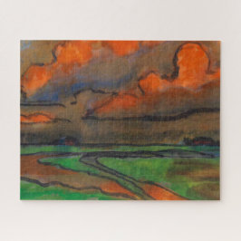 Marsh Landschaft unter roten Wolken | Emil Nolde |