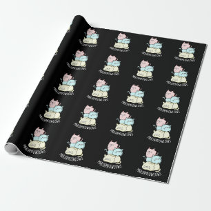 Marsh-meow Funny Cat Marshmallow Pun Dark BG Geschenkpapier