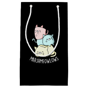 Marsh-meow Funny Cat Marshmallow Pun Dark BG Kleine Geschenktüte