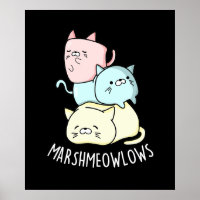 Marsh-meow Funny Cat Marshmallow Pun Dark BG