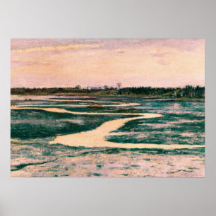 Marsh mit Pink Sky Vintage Landschaft Poster