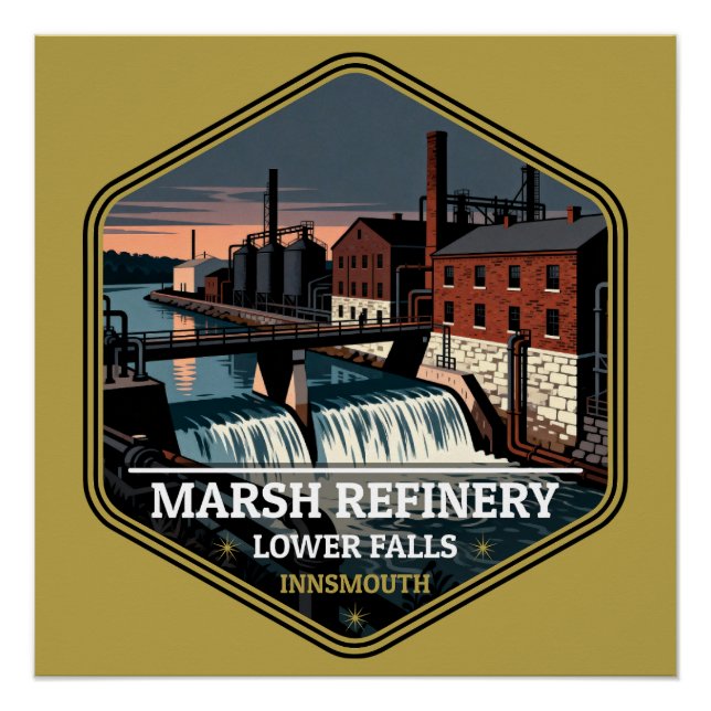 Marsh Refinery Lower Falls Innsmouth Vintage Trave Poster (Vorderseite)