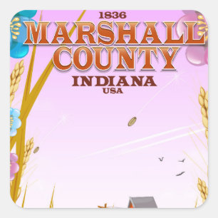 Marshall County "1836" Indiana-Reiseplakat Quadratischer Aufkleber