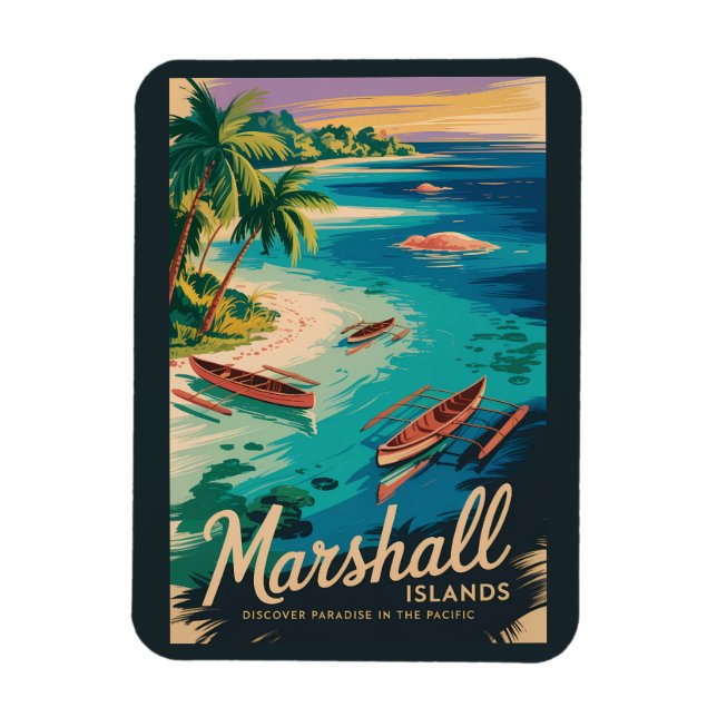 Marshall Islands Coast Illustration Travel Art Magnet (Vertikal)