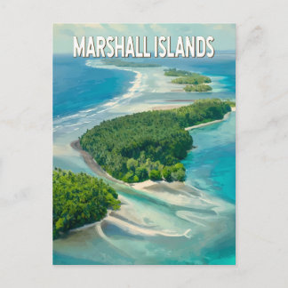 Marshall Islands Illustration Travel Art Vintage Postkarte