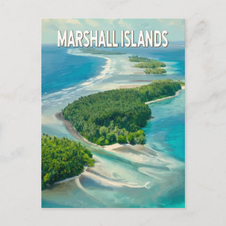 Marshall Islands Illustration Travel Art Vintage Postkarte
