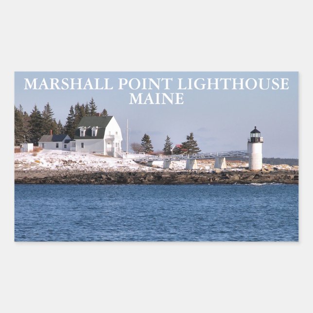 Marshall Point Lighthouse, Port Clyde Maine Rechteckiger Aufkleber (Vorderseite)