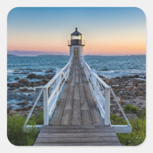Marshall-Punkt-Leuchtturm am Sonnenuntergang Quadratischer Aufkleber
