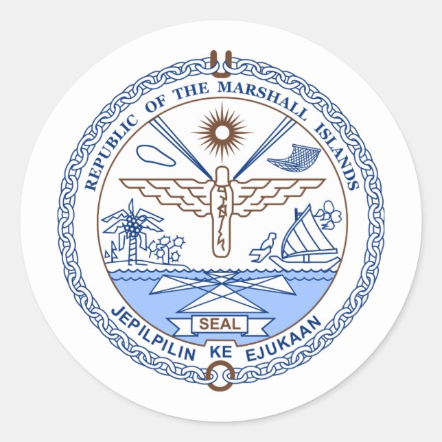 Marshalleses Siegel, die Marshallinseln Runder Aufkleber (Vorderseite)
