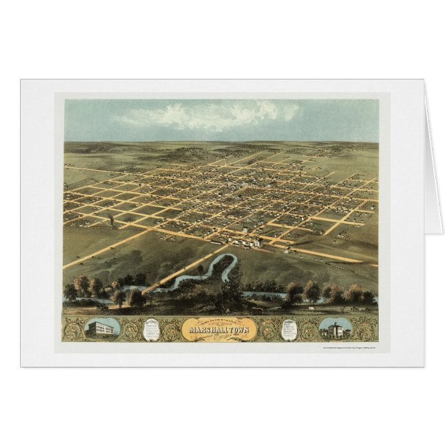 Marshalltown, IA panoramische Karte - 1868 (Vorderseite (Horizontal))