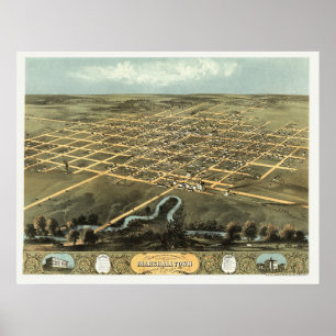 Marshalltown, IA panoramische Karte - 1868 Poster