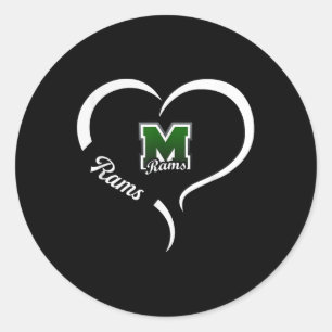 Marshfield Rams Logo Halbherz Slogan Hs Runder Aufkleber